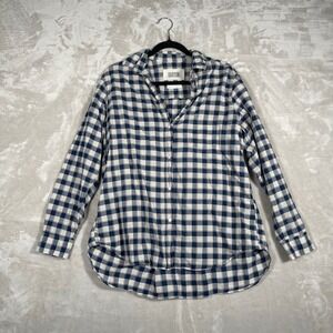 Grayson Women's Blouse Hero Plaid Casual Checkered Lightweight 04 (L) Blue/Tan